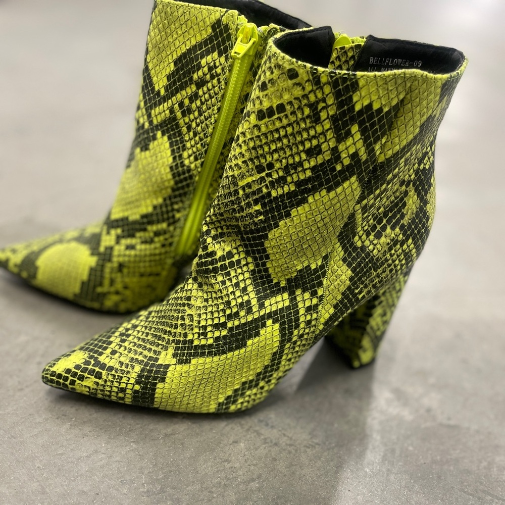 Boots: Faux Snakeskin Neon Green